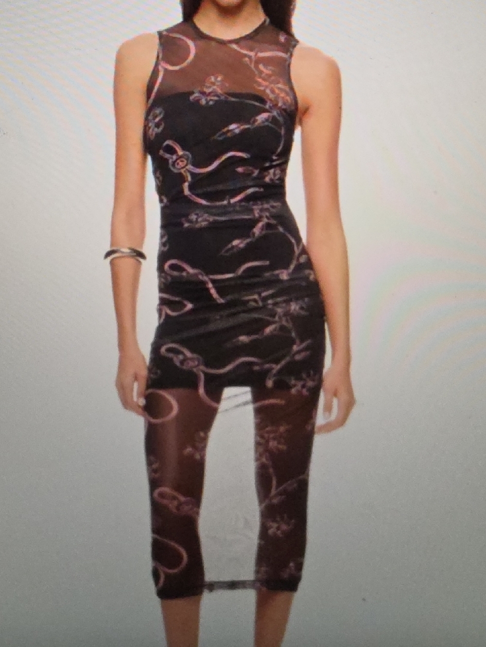 MOSCHINO JEANS Black Sheer Midi Dress Size 38 ..6